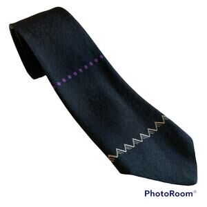 Black Necktie - Tie - With Geometric Detail